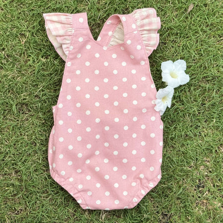 Pink Ruffle Baby Romper in Organic Cotton