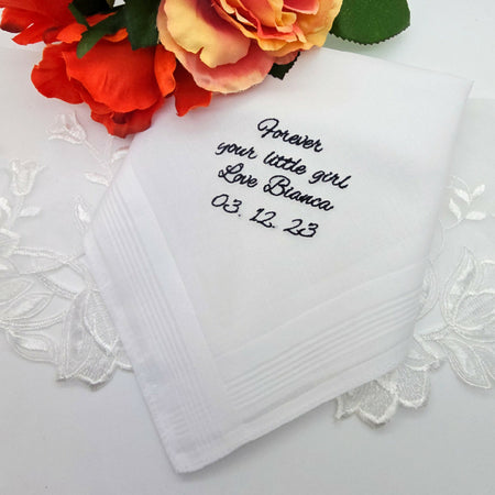 Personalised Wedding Handkerchief Embroidered Man's White Cotton Hanky