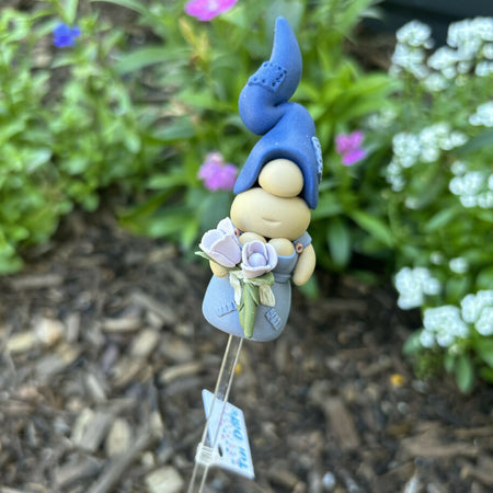 Tiny Gnome - Tulips - Polymer Clay Gnome