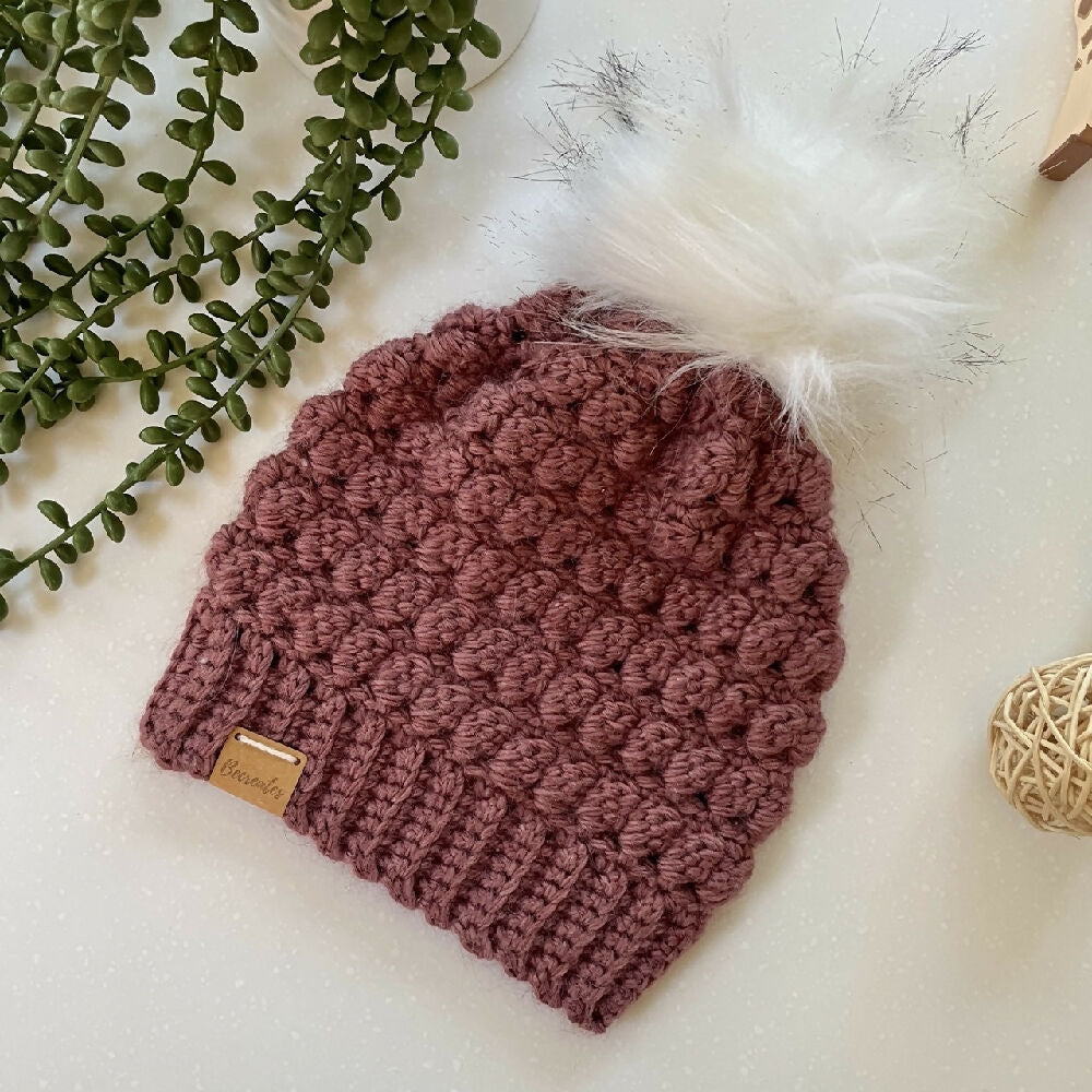 Toddler Beanie with Faux Fur Pom Pom - Ash Grey