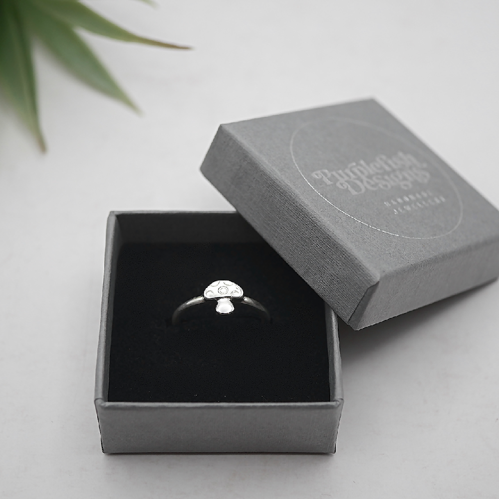 mushroom ring sterling silver gift box sml
