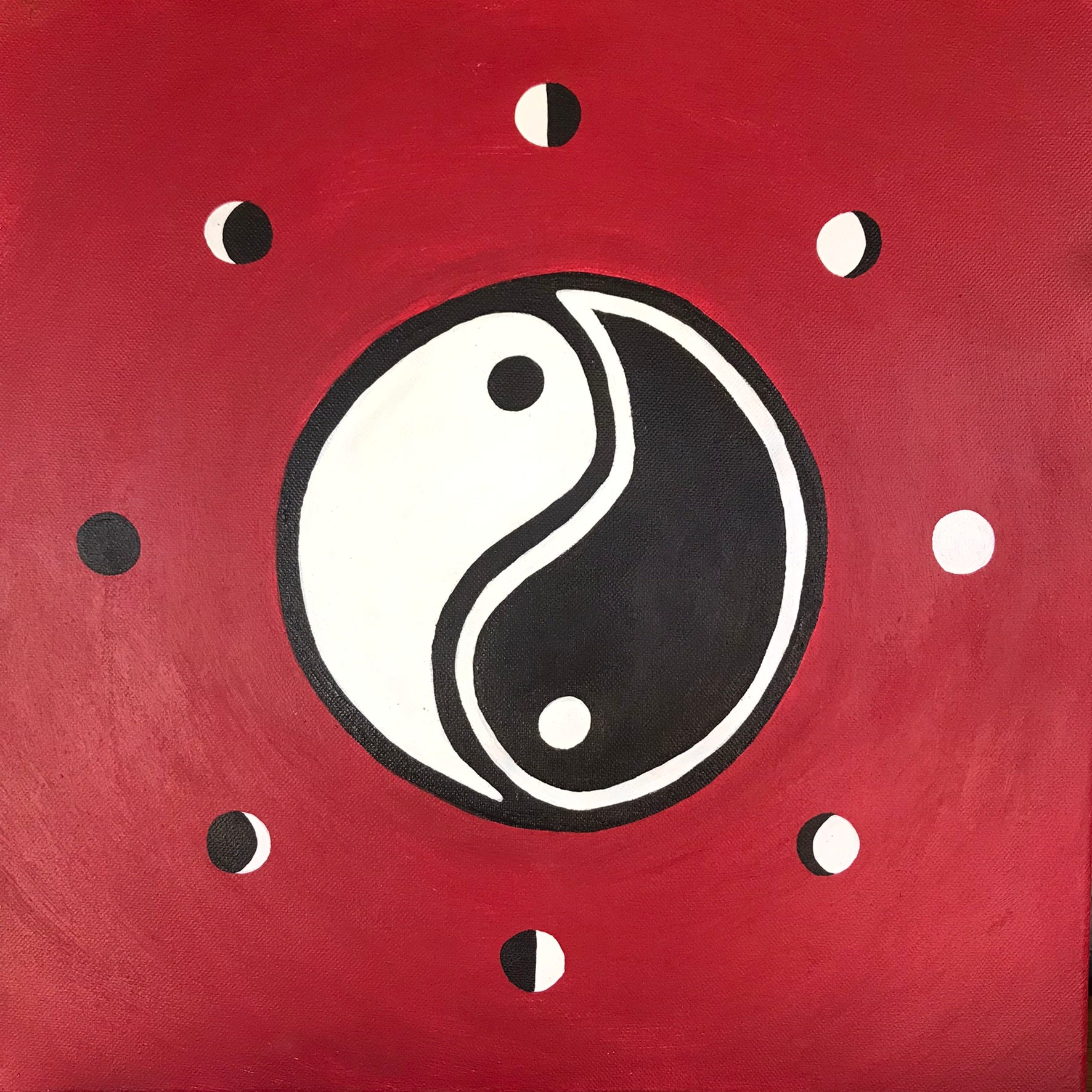 Painting - "Yin Yang with Moon Phases" (Acrylic on Canvas) Original