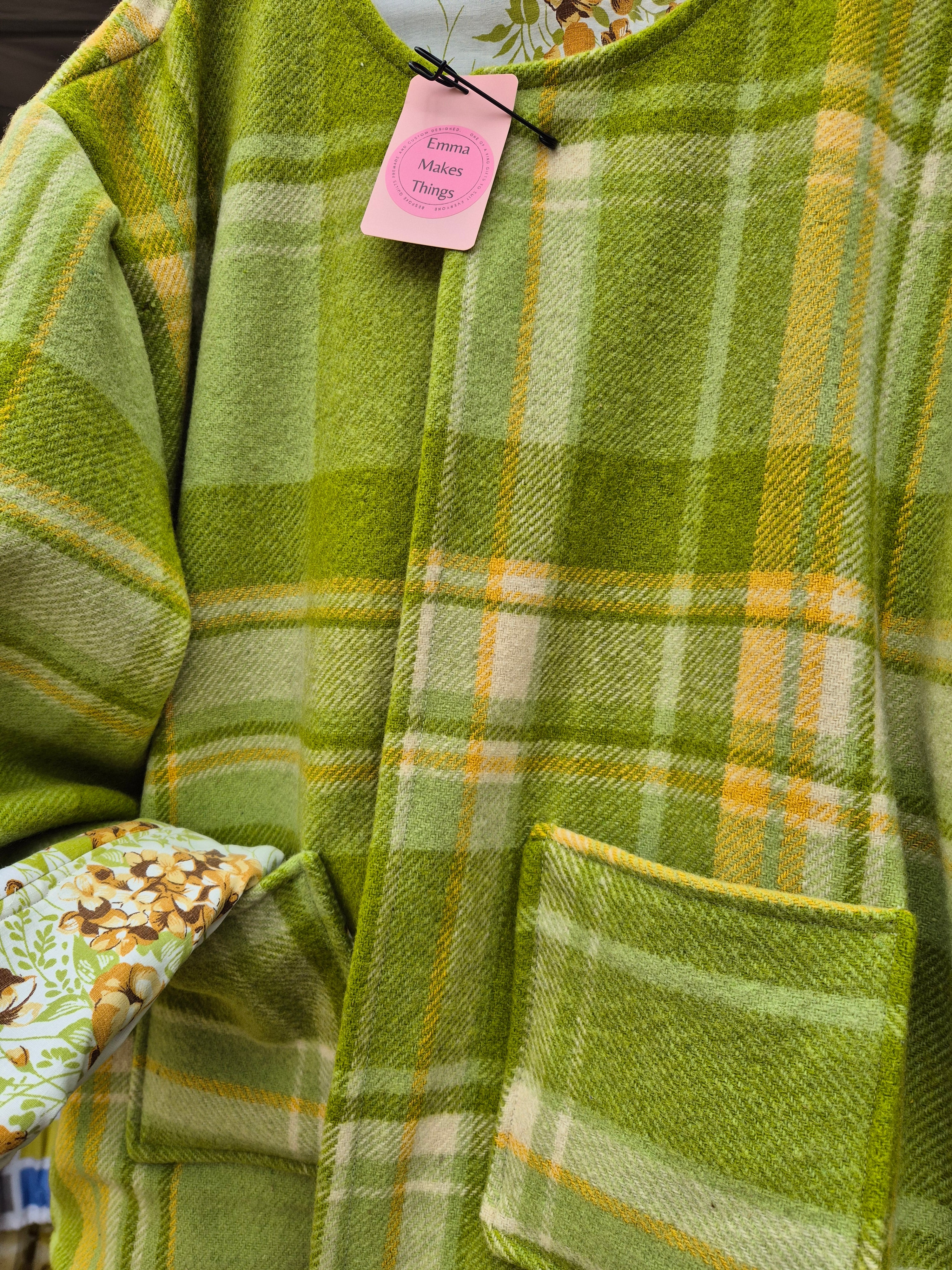 Upcycled woollen blanket jacket size 22