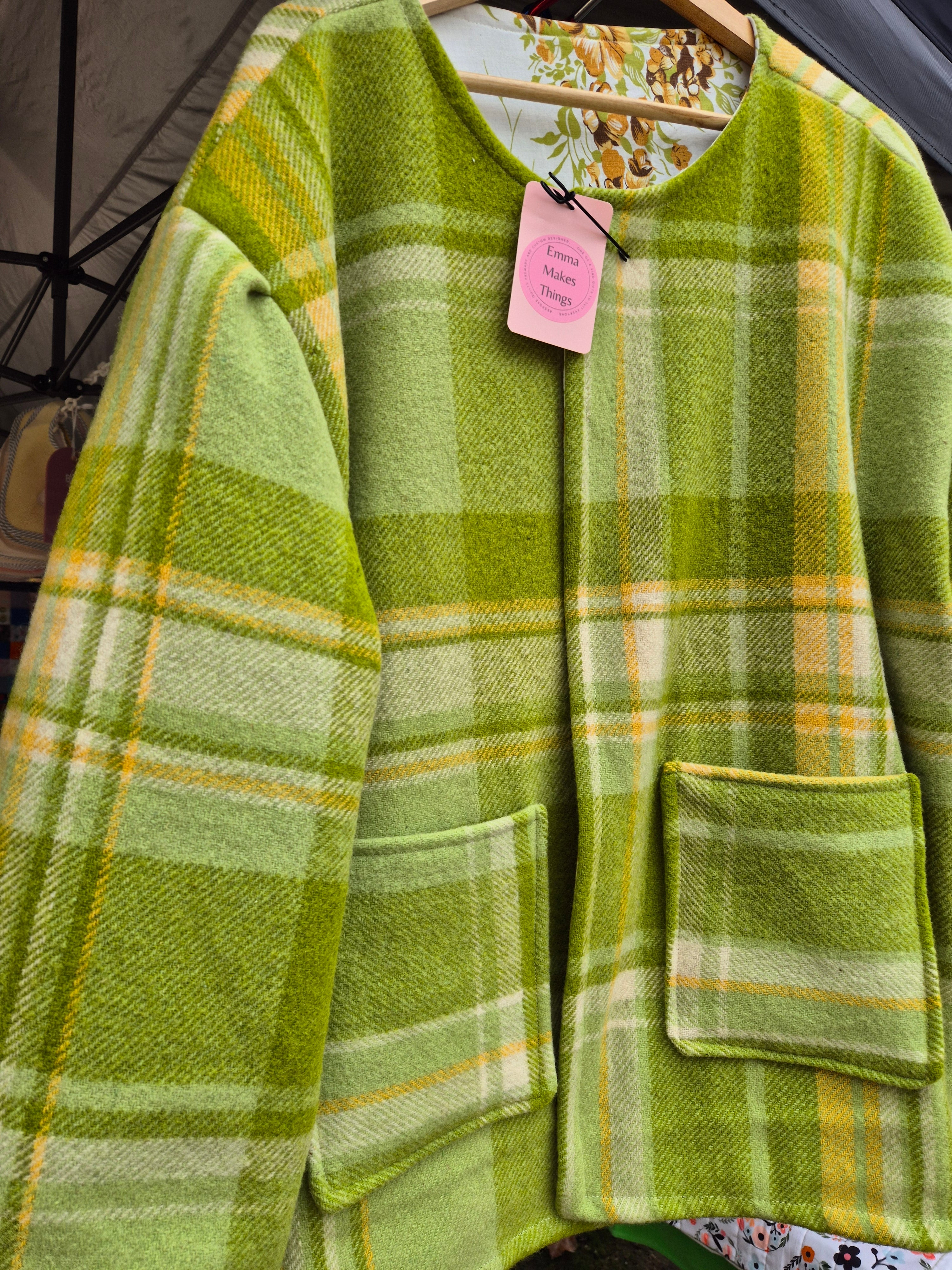 Upcycled woollen blanket jacket size 22