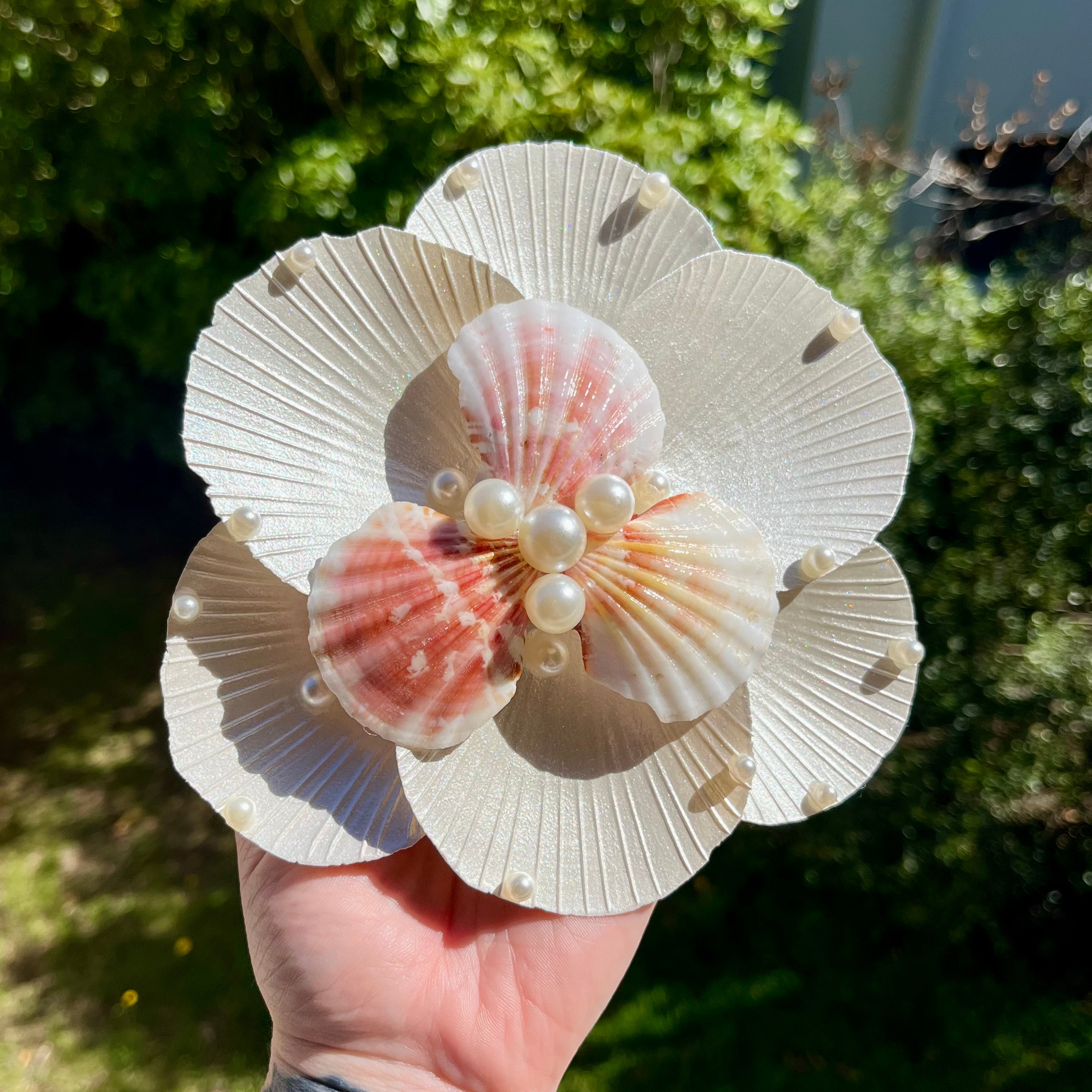 Delicate Shell Flower Tray Or Wall Decor