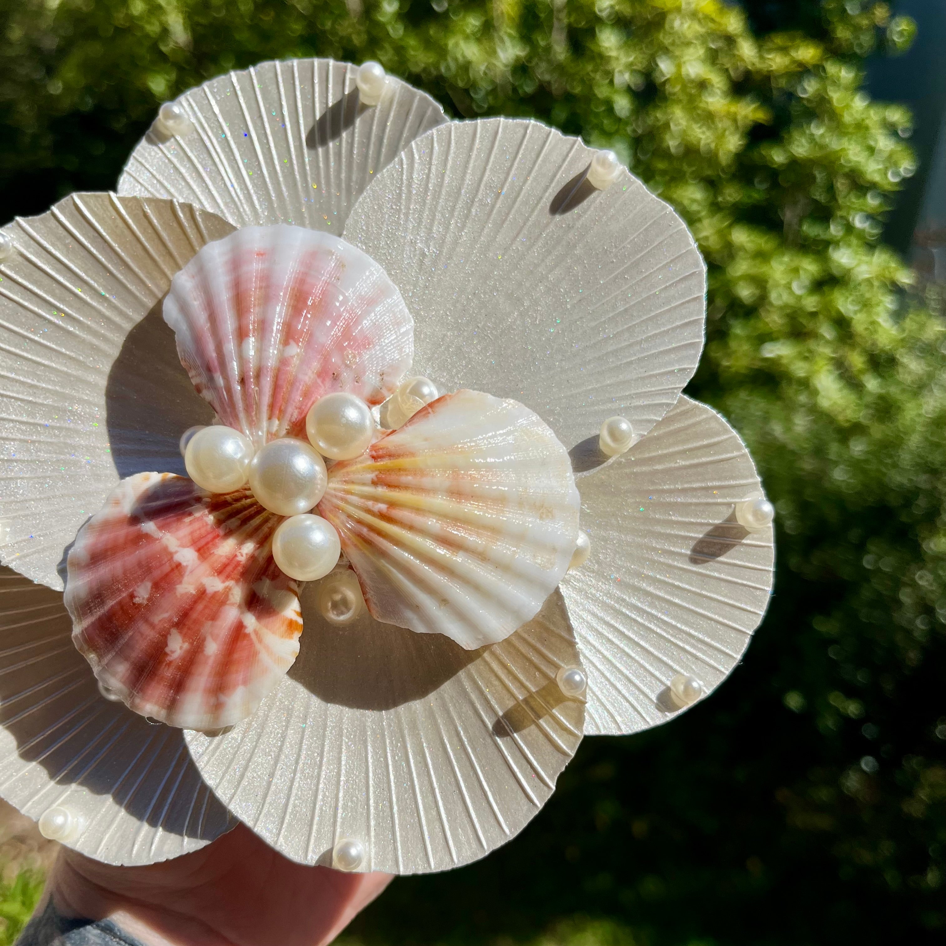 Delicate Shell Flower Tray Or Wall Decor