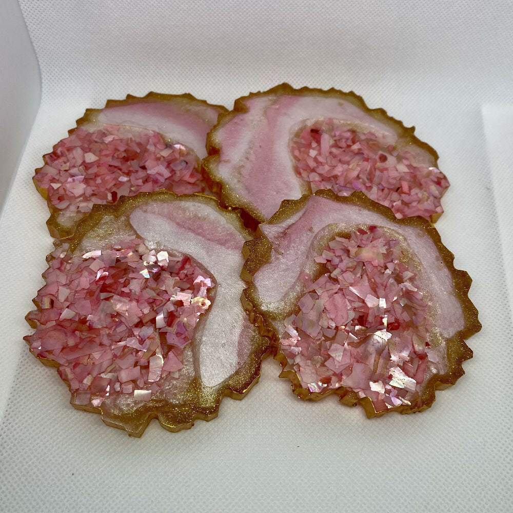 Pink shell marble coasters