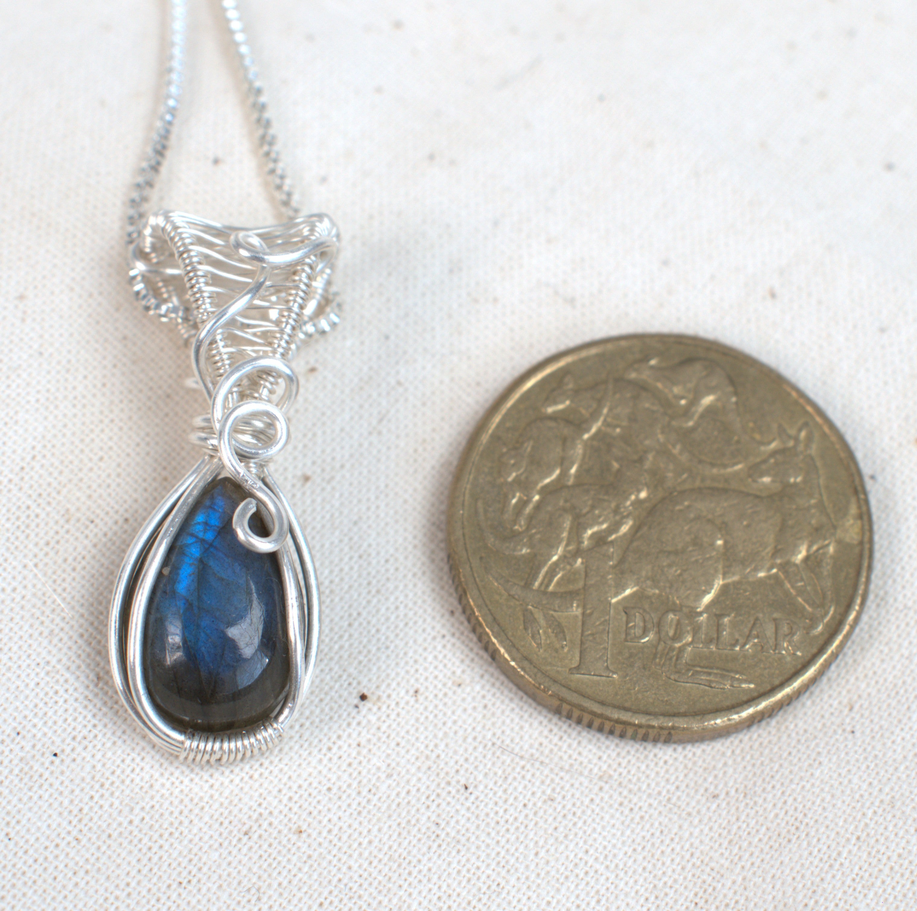 Blue Flash Labradorite Keepsake Pendant in Silver