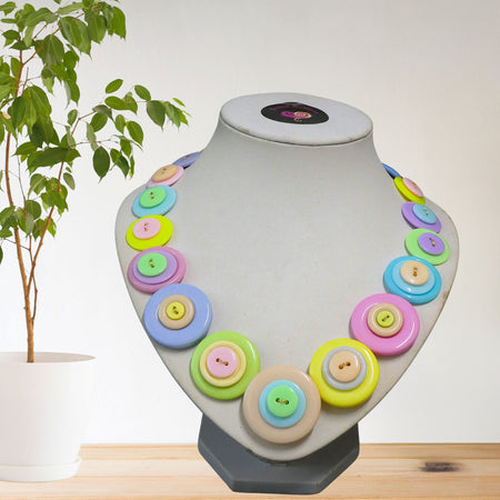 Pastel colours button necklace