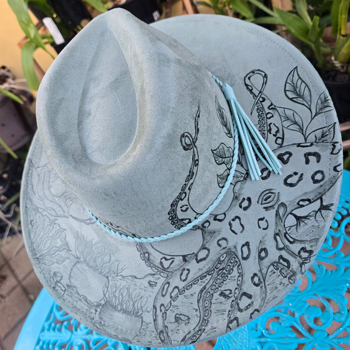 🌊 Deep Sea Obsession: Hand-Burnt Pyrography Fedora 🌊