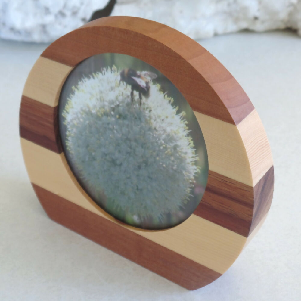 Small Rounded Photo Frame- Myrtle, Huon Pine & Blackwood