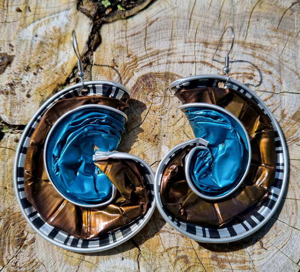 Coffee pod blue earrings