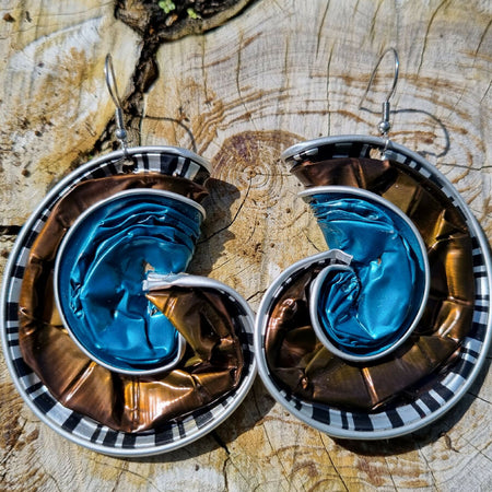 Coffee pod blue earrings