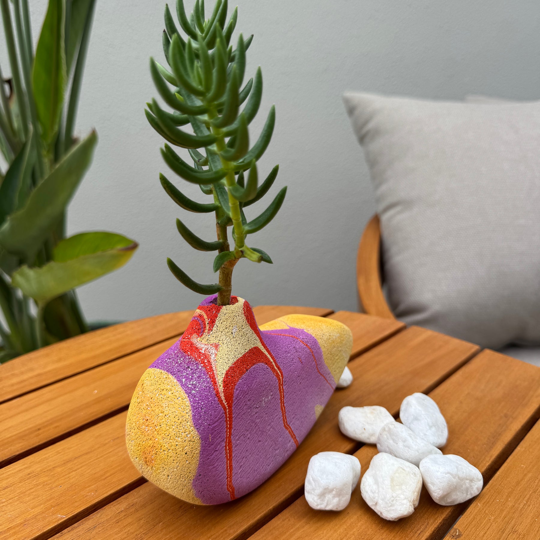Lava Bird hand sculpted concrete test tube vase