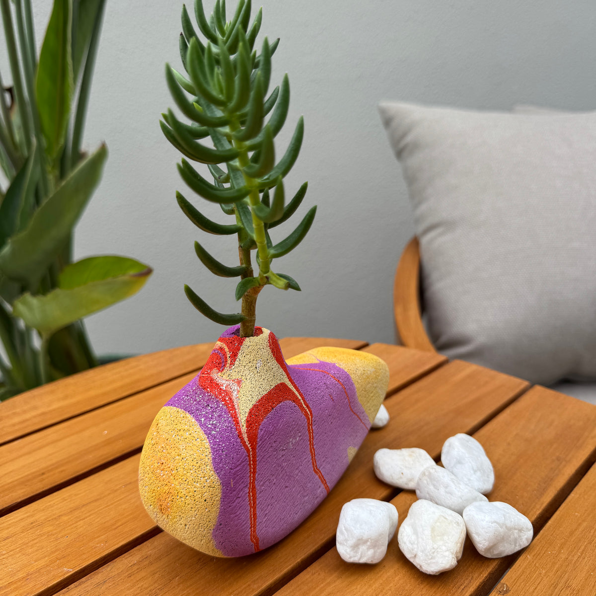 Lava Bird hand sculpted concrete test tube vase
