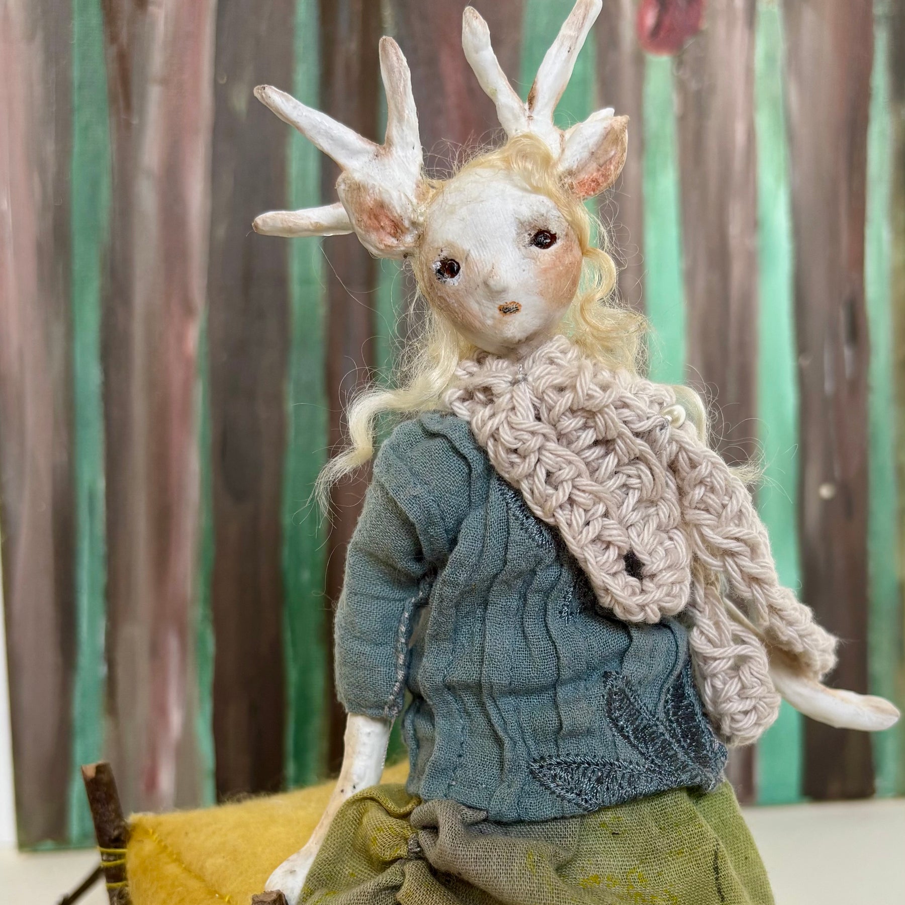 Art doll deer girl woodland creature collectable