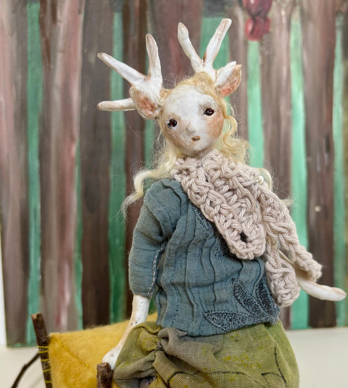 Art doll deer girl woodland creature collectable
