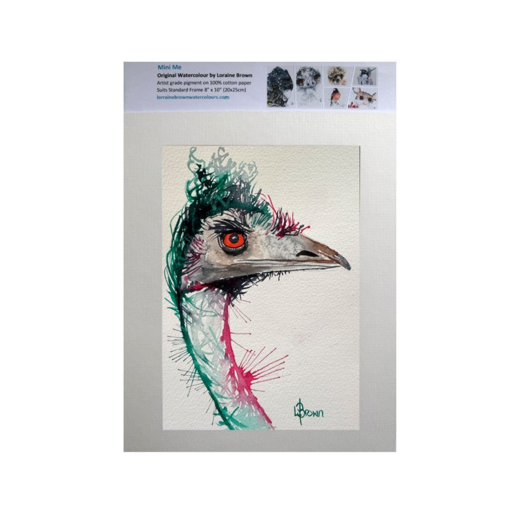 Mini Me #196 Emu Original Watercolour Painting