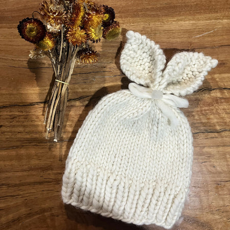 Penelope Rabbit hand knit kids beanie