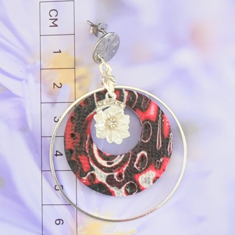 Mokume Gane Earrings in Red