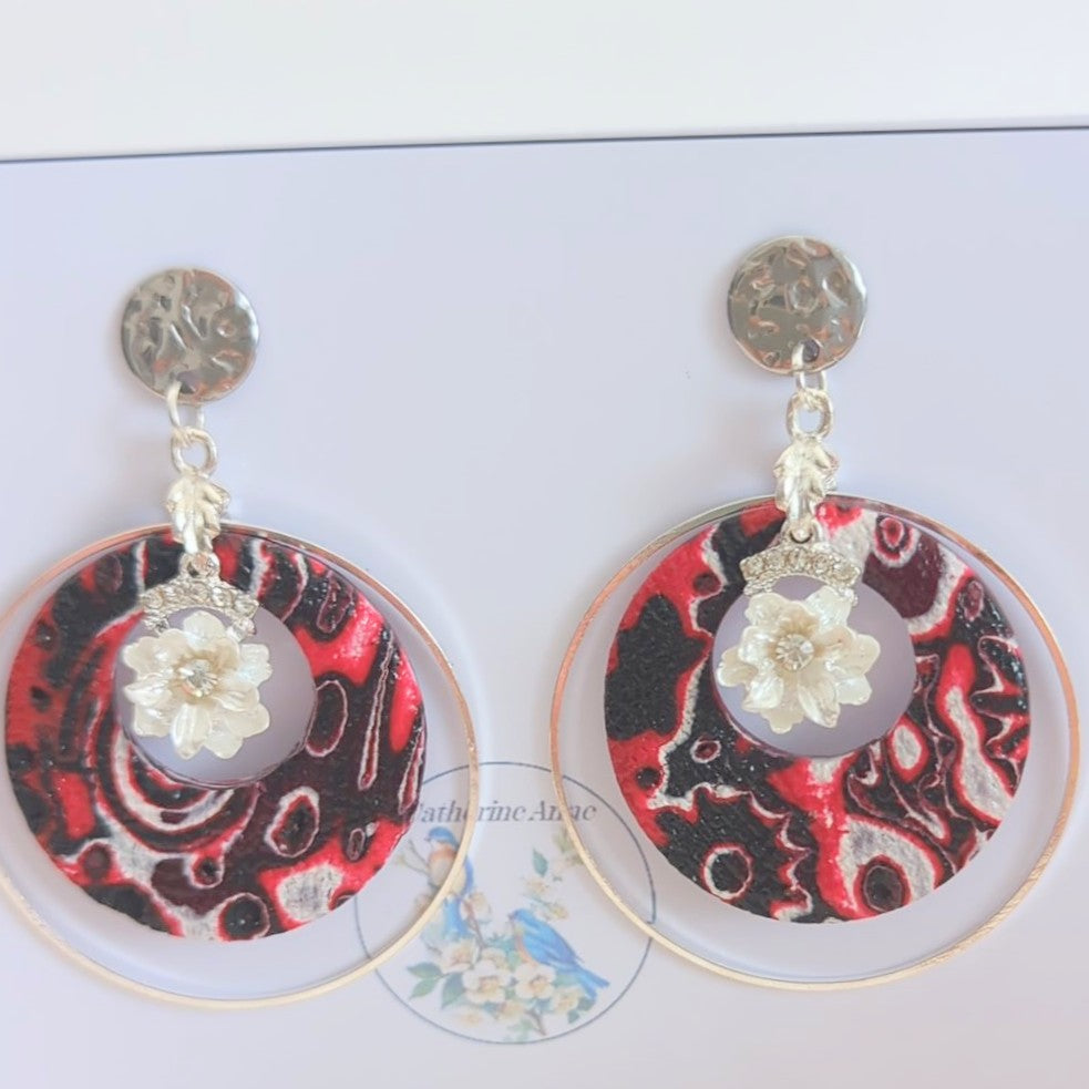 Mokume Gane Earrings in Red