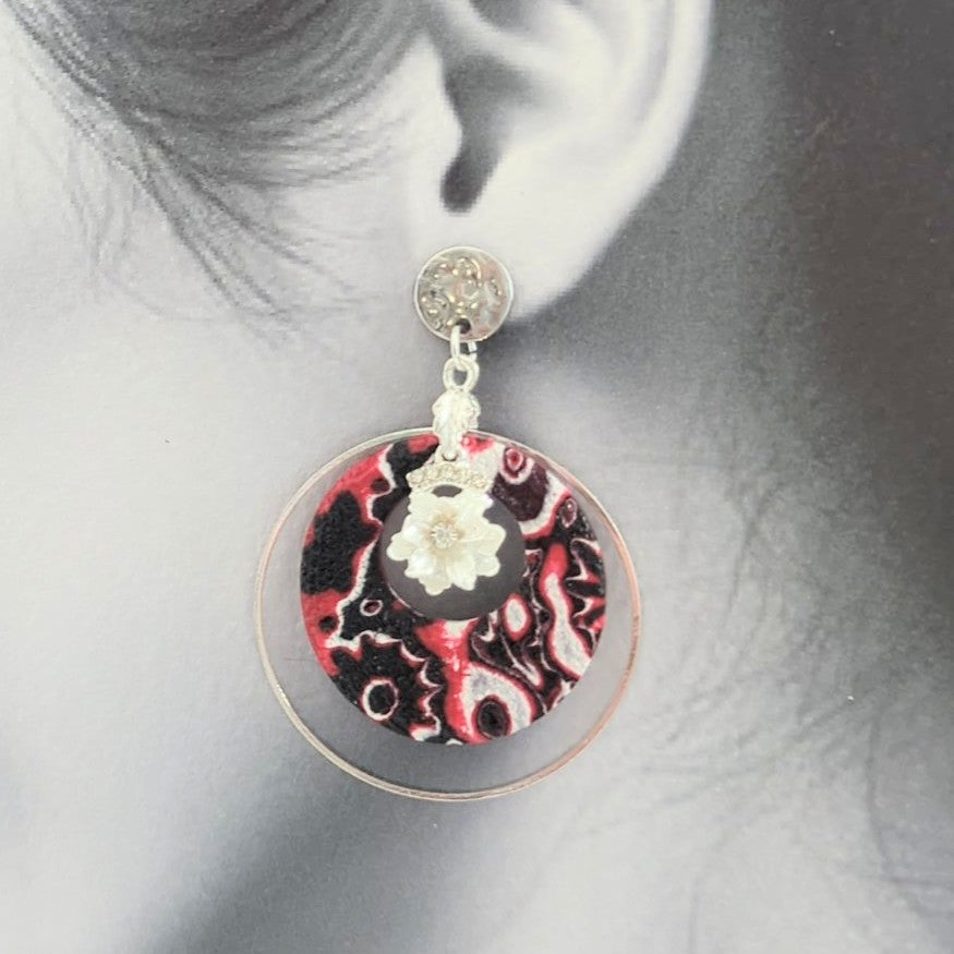 Mokume Gane Earrings in Red