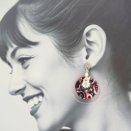 Mokume Gane Earrings in Red