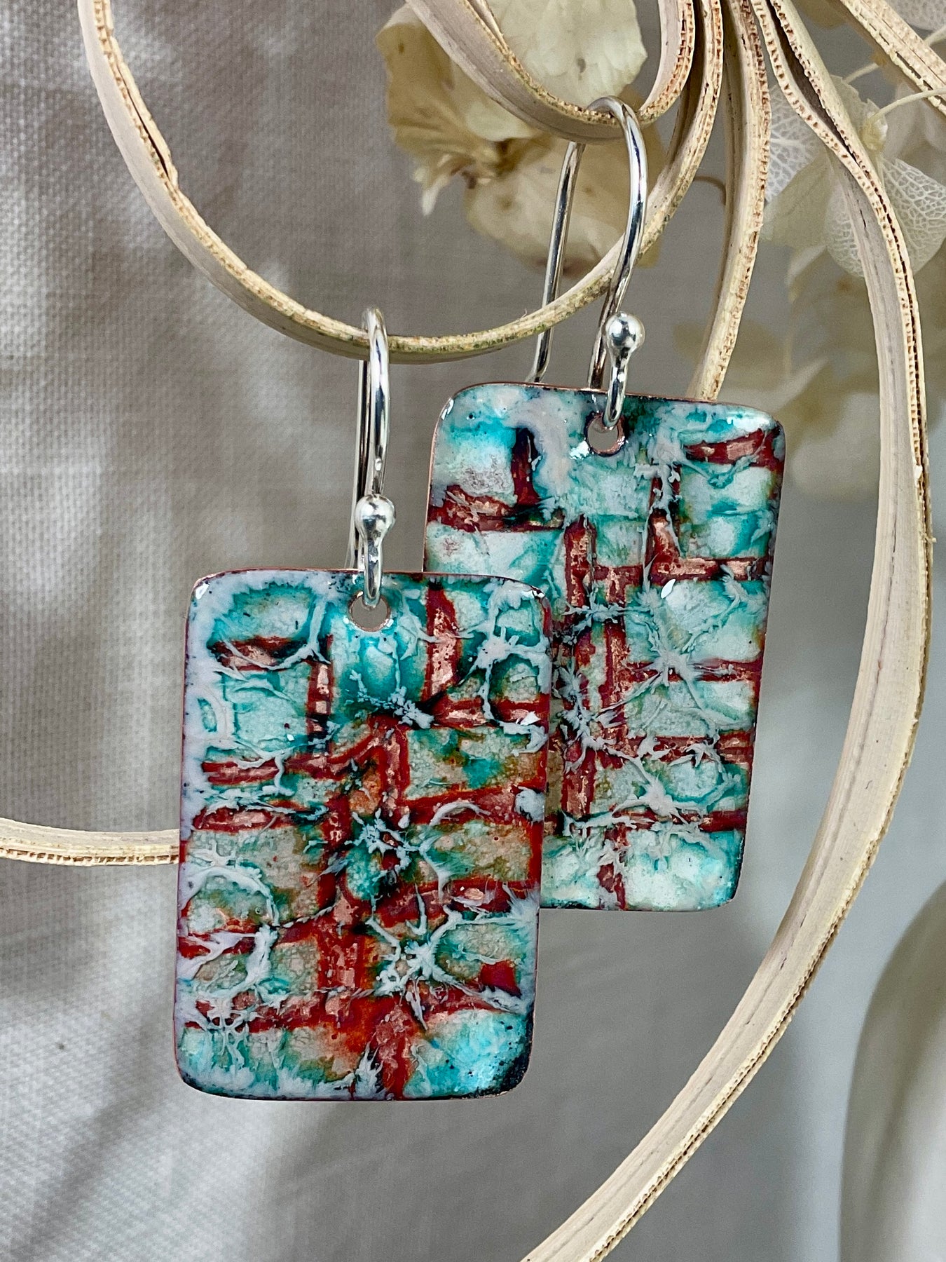 Abstract enamel earrings. Hand made