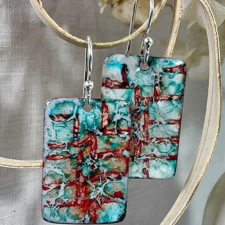 Abstract enamel earrings. Hand made