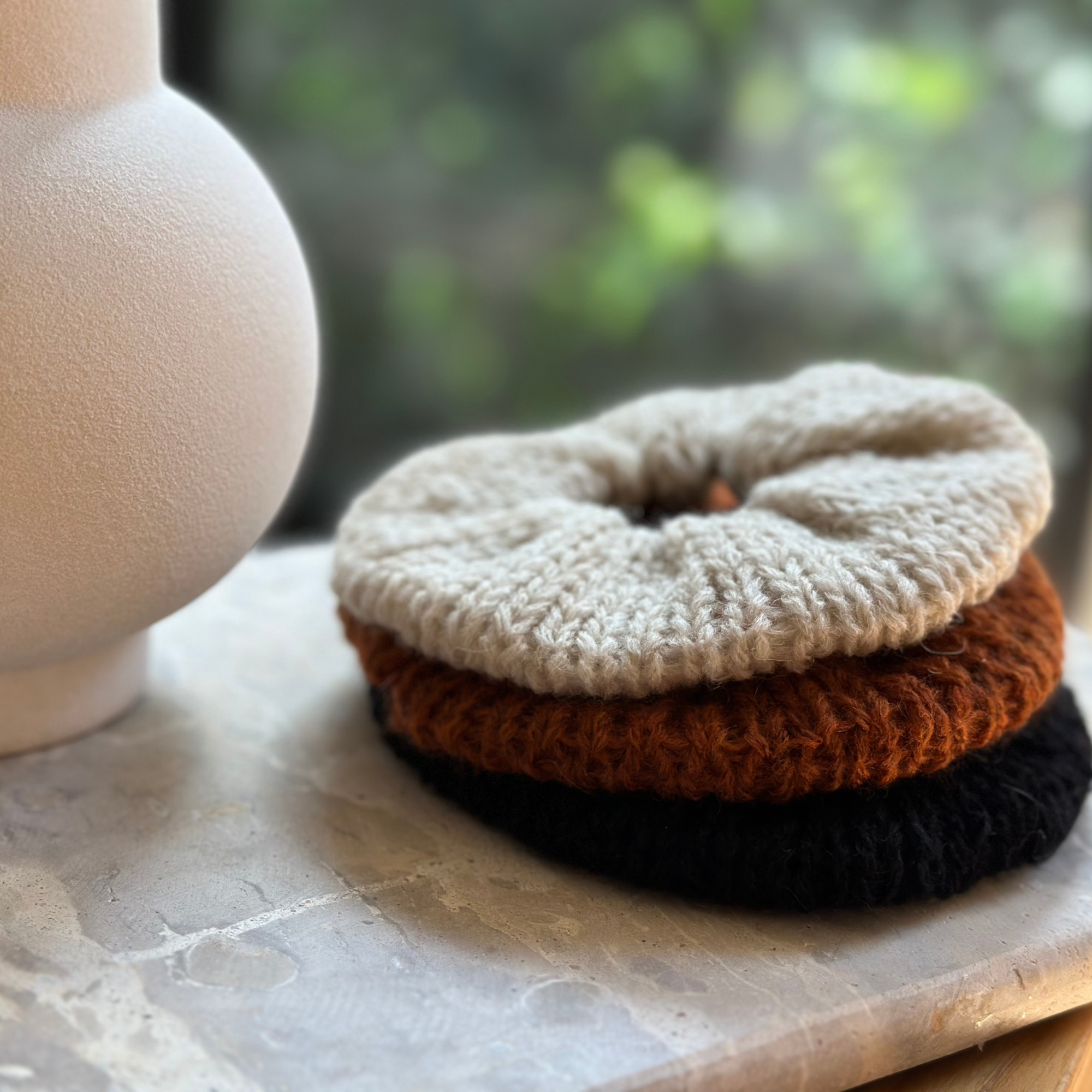 Mini knit scrunchie set of three