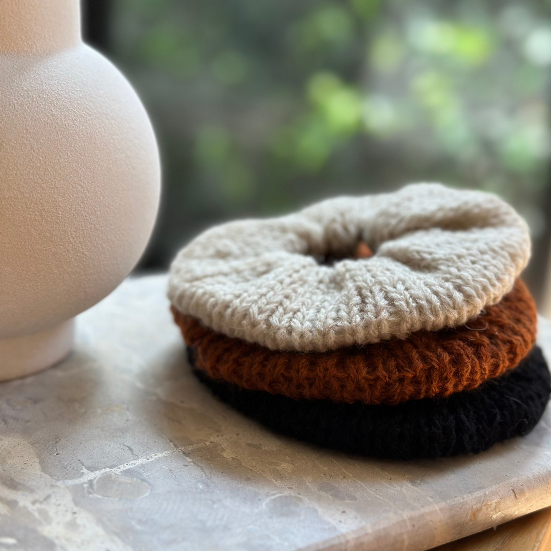 Mini knit scrunchie set of three