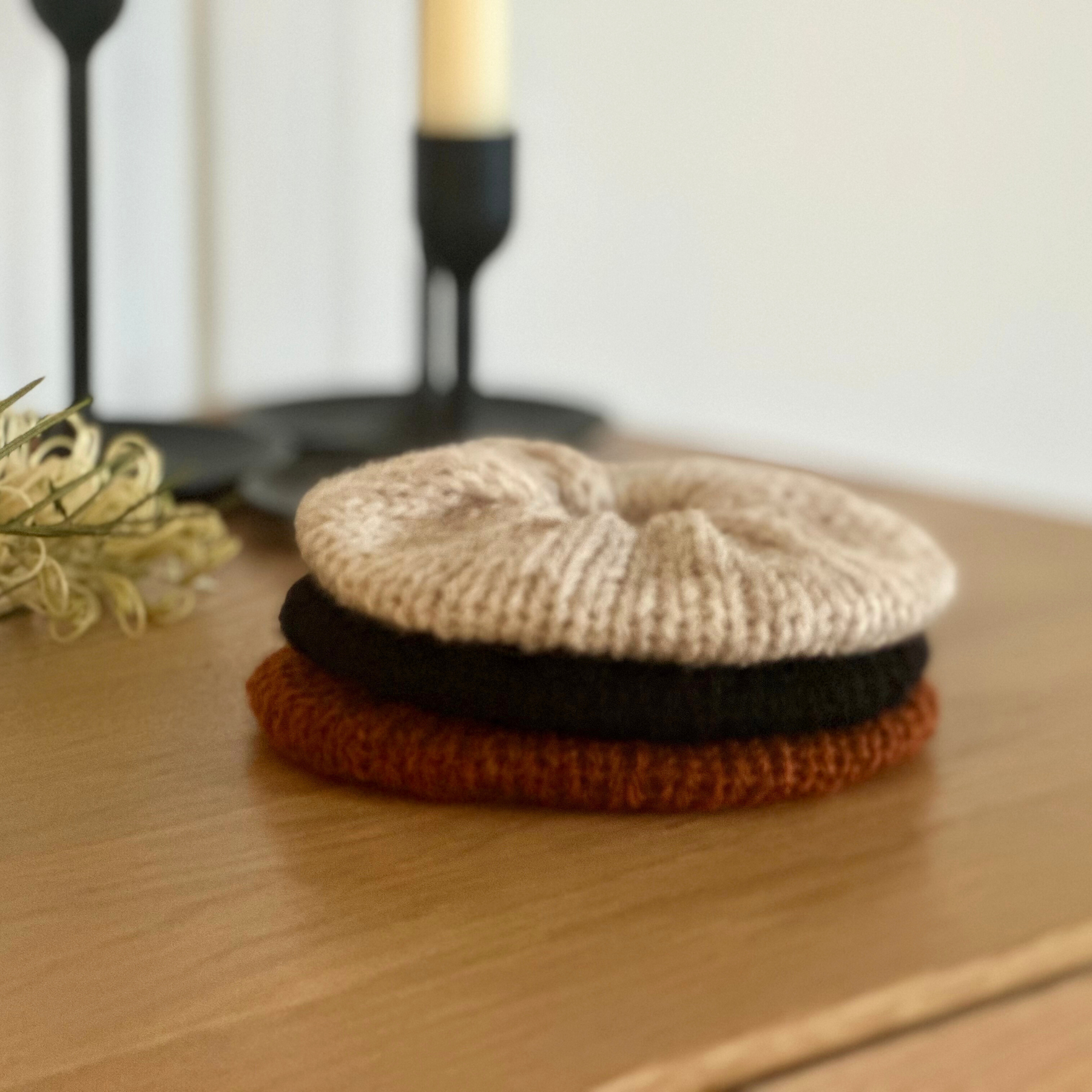 Mini knit scrunchie set of three