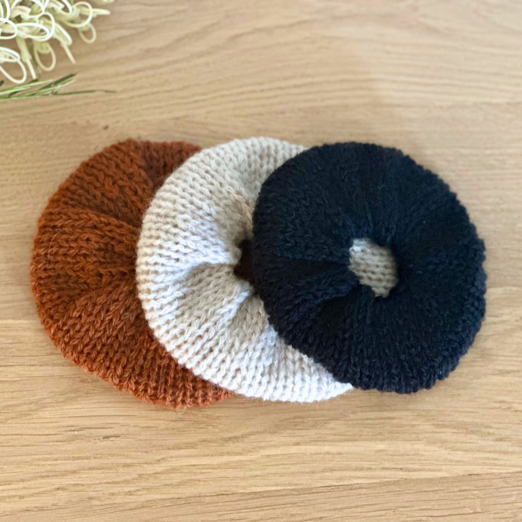 Mini knit scrunchie set of three