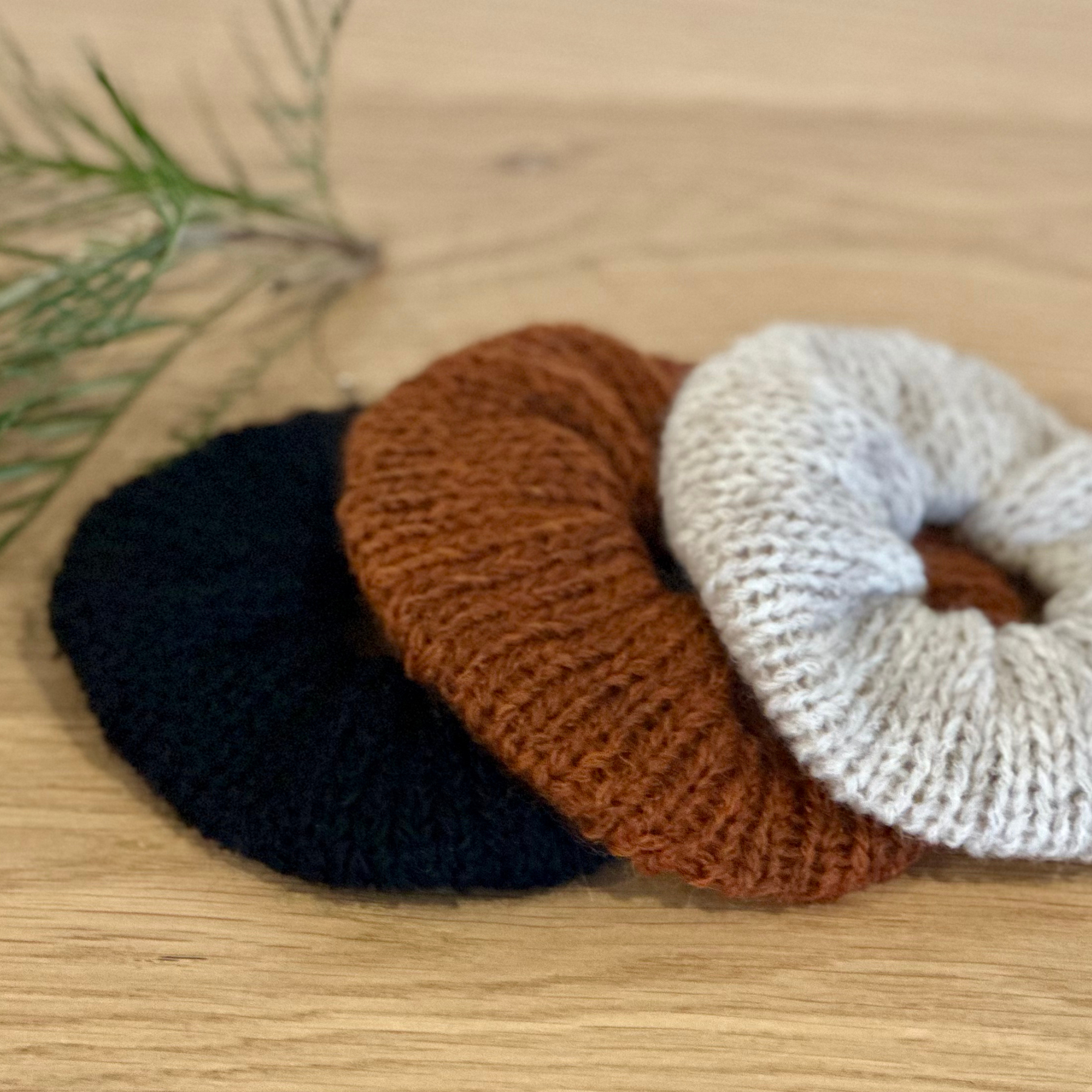 Mini knit scrunchie set of three