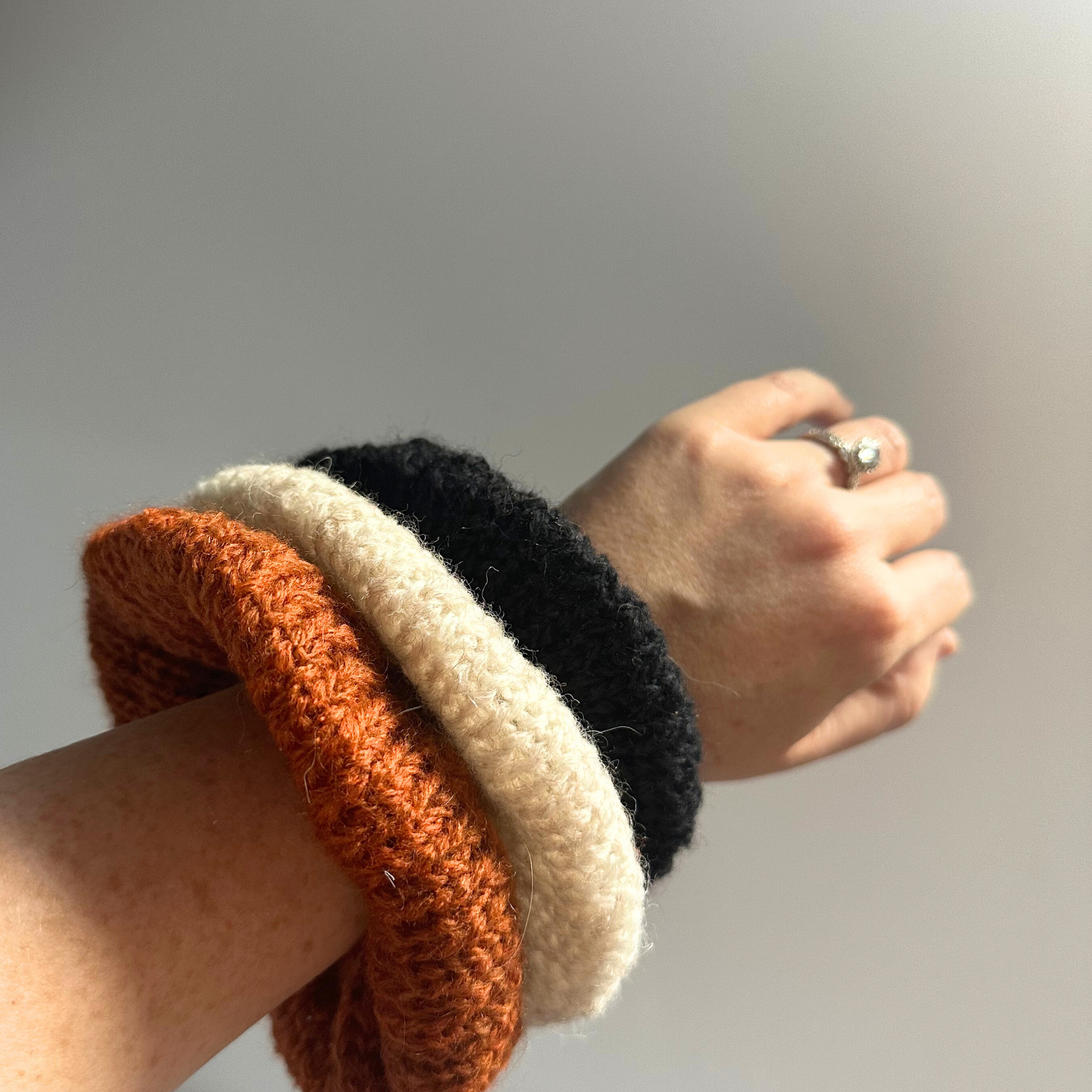 Mini knit scrunchie set of three