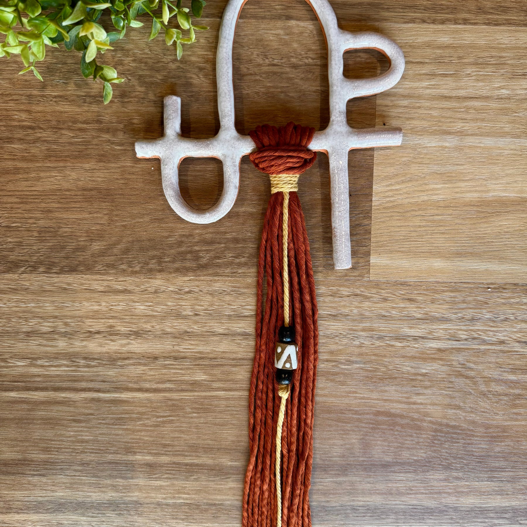 Clay and cord organic design wall hanging