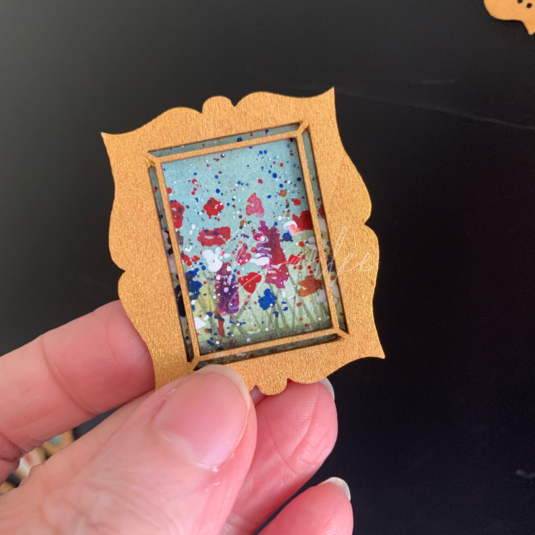 Hand Painted Fridge Magnet Set - 5 Framed Mini Paintings
