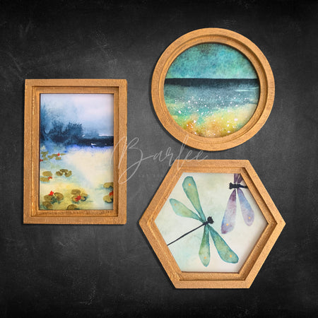 Large Hand Painted Fridge Magnet Set - 3 Framed Original Mini Paintings