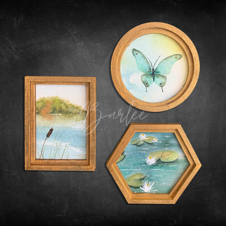 Large Hand Painted Fridge Magnet Set - 3 Framed Original Mini Paintings
