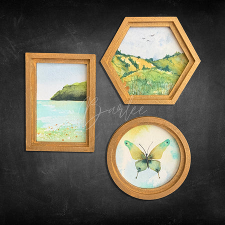 Large Hand Painted Fridge Magnet Set - 3 Framed Original Mini Paintings
