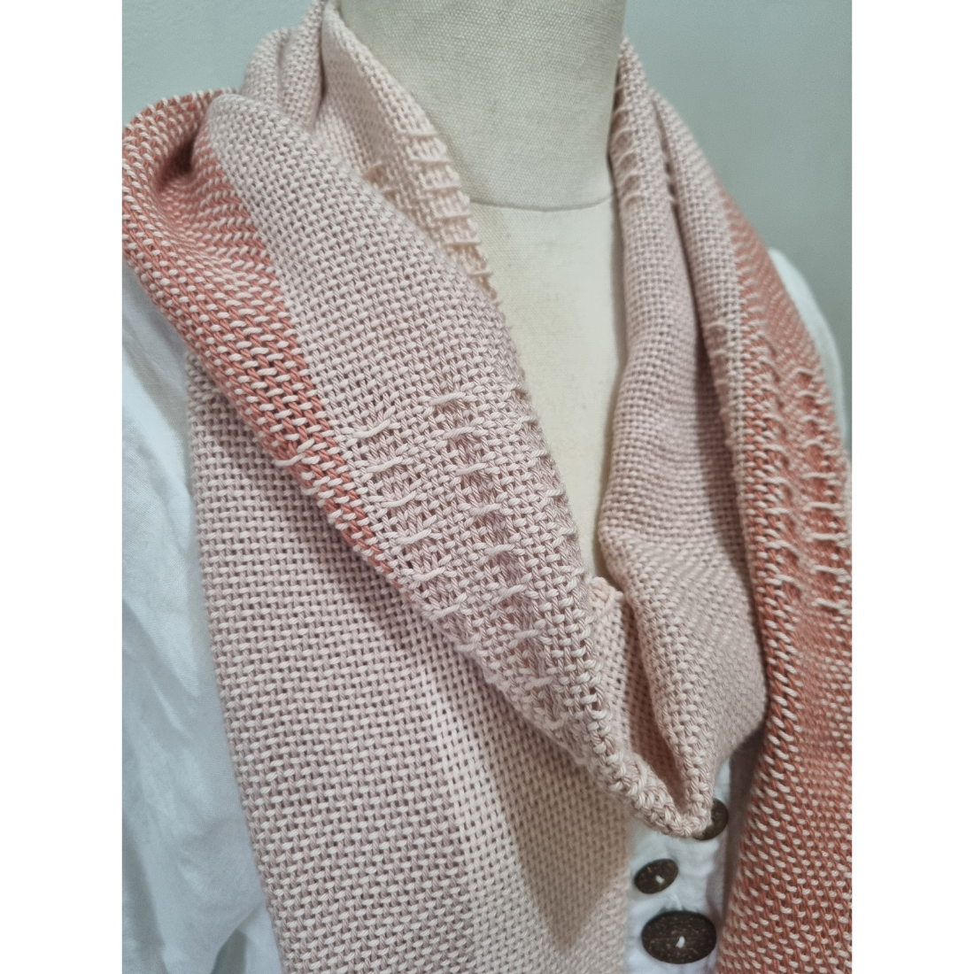 'Beyond the plain weave' collection 3 pinks cotton scarf