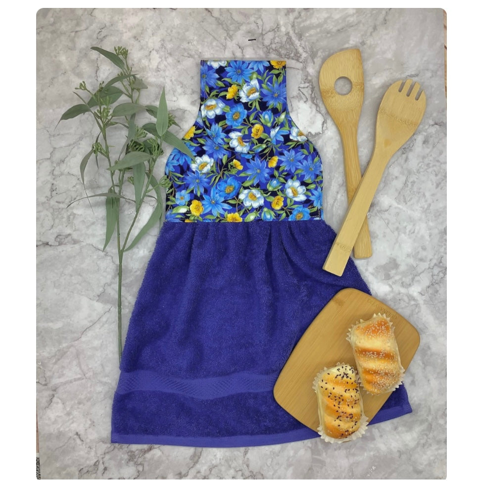 Garden flowers hanging hand towel with fabric and loop top. 4 Designs