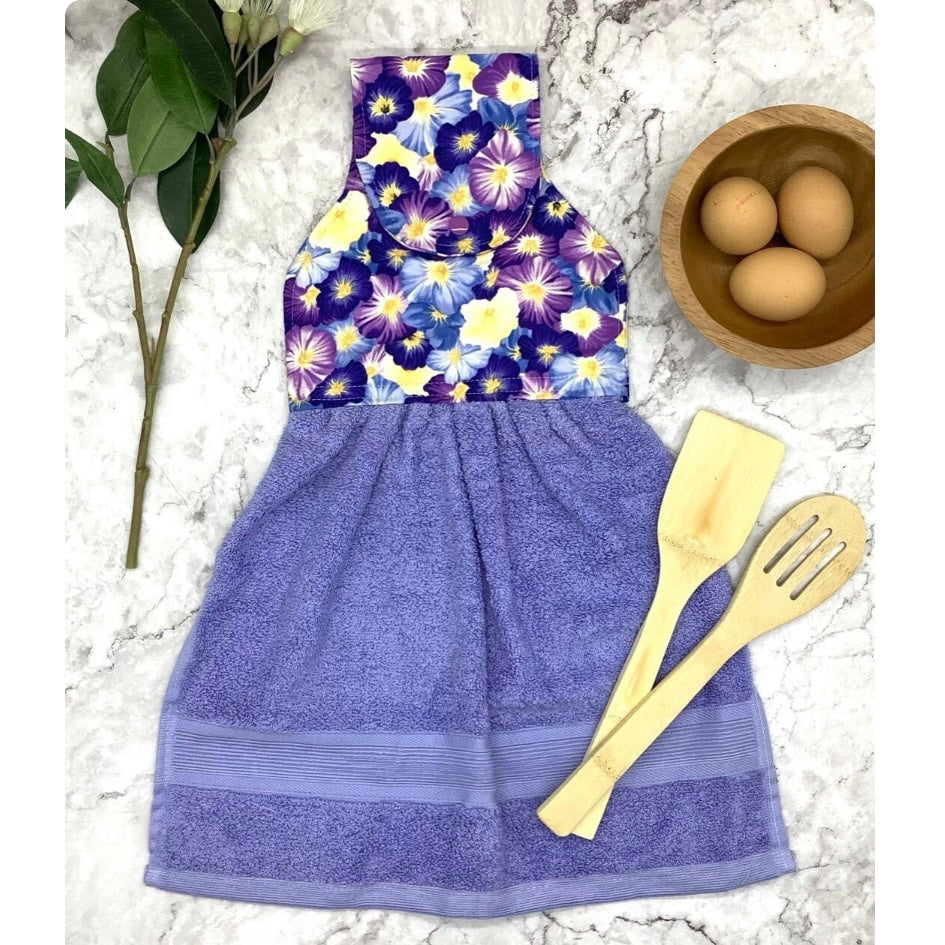 Garden flowers hanging hand towel with fabric and loop top. 4 Designs