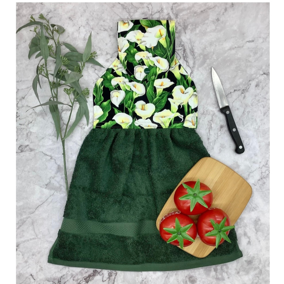 Garden flowers hanging hand towel with fabric and loop top. 4 Designs