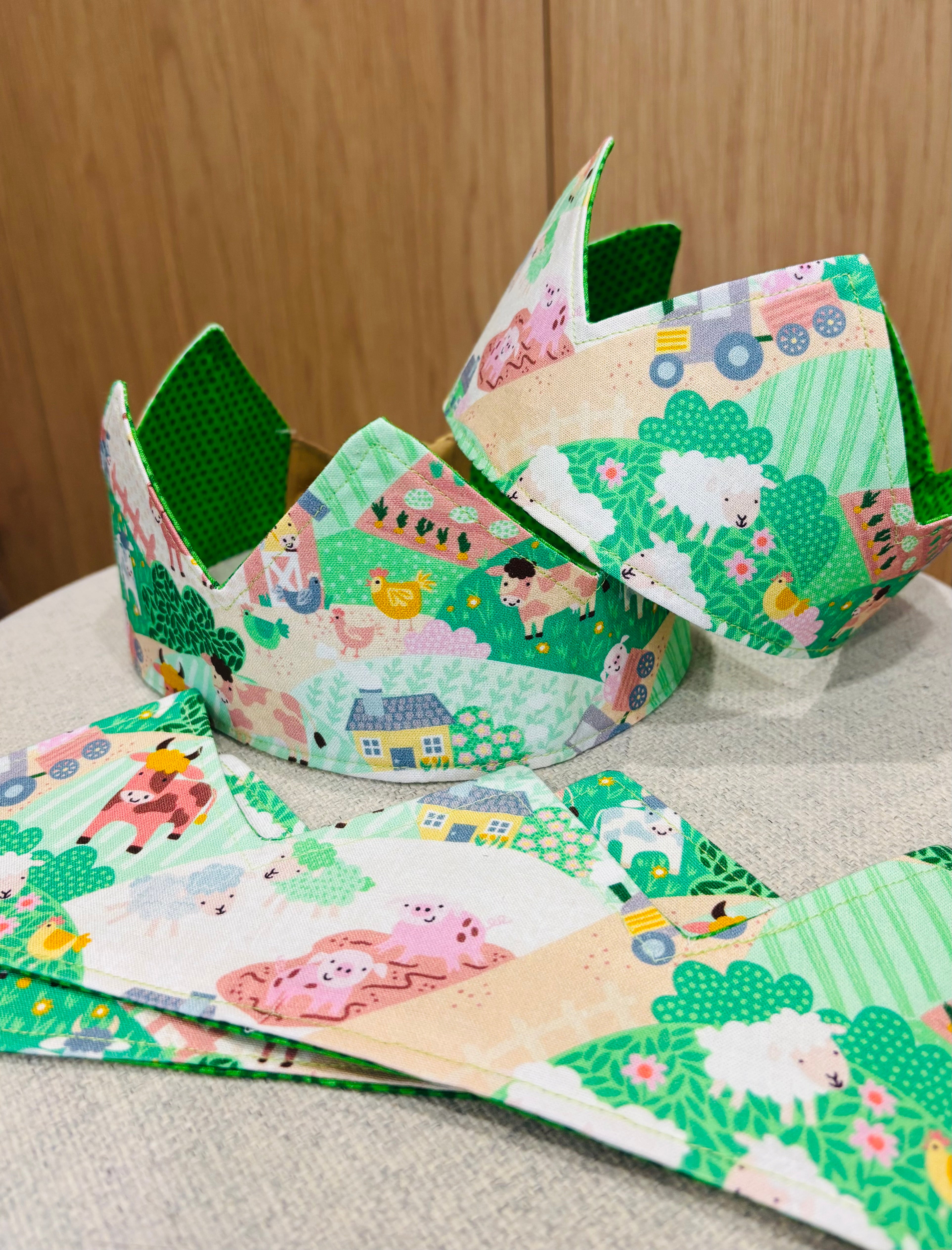 Reversible Fabric Crown | Handmade Dress-Up Crown | Adjustable Children's Crown