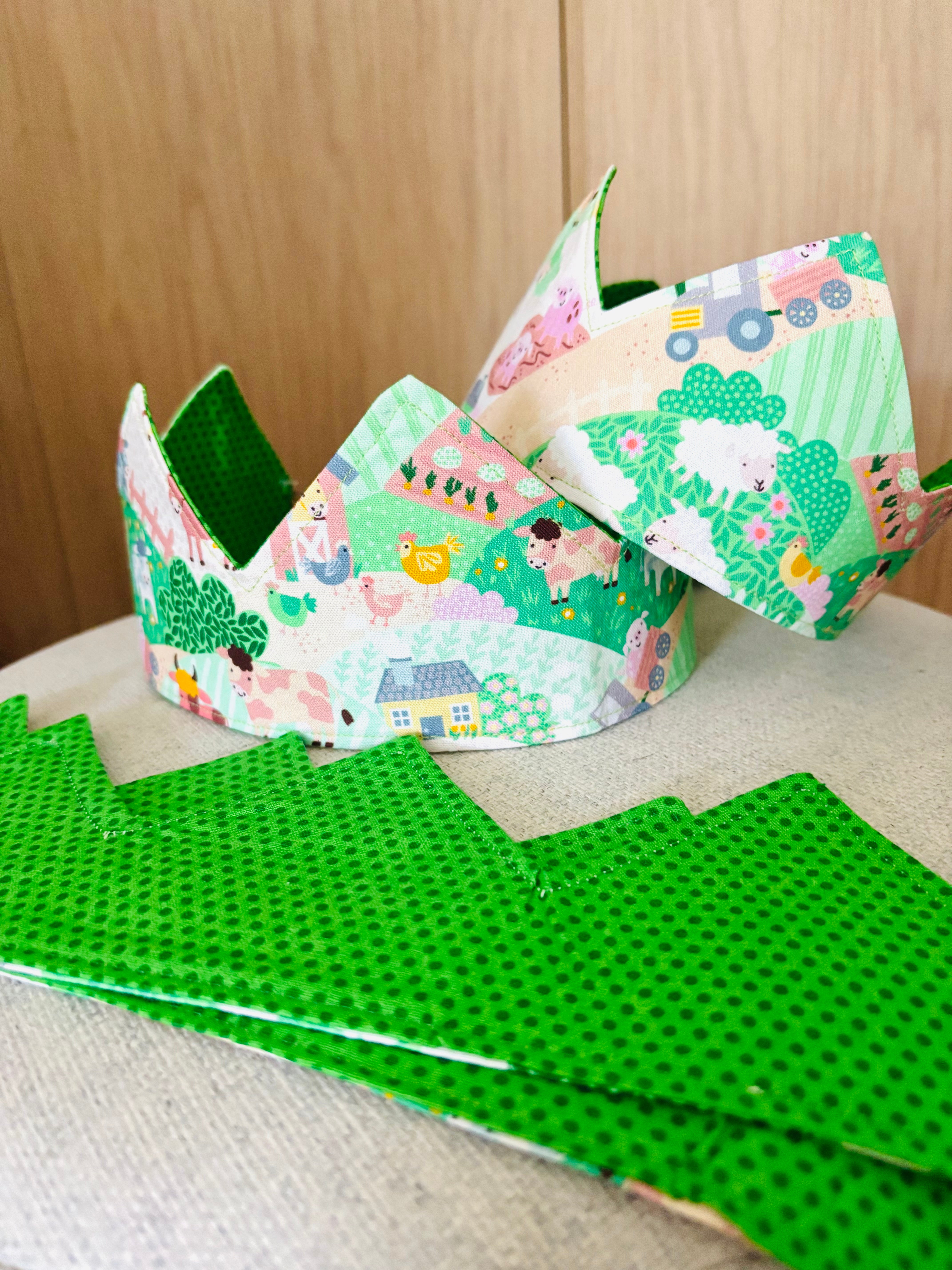 Reversible Fabric Crown | Handmade Dress-Up Crown | Adjustable Children's Crown