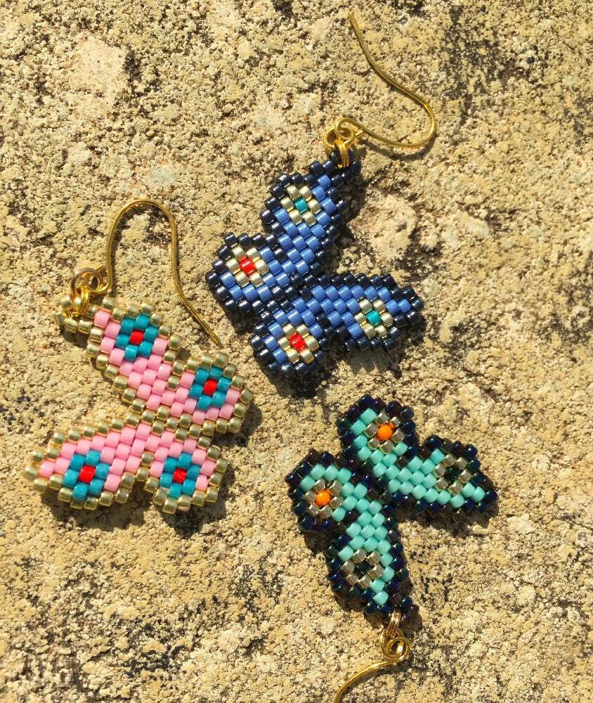 Naryanabeads butterfly beaded earrings