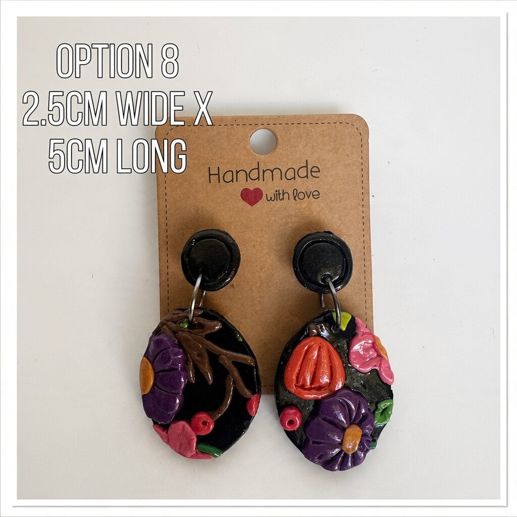 Handcrafted Wildflower Contrast Statement Polymer Clay Earring Collection