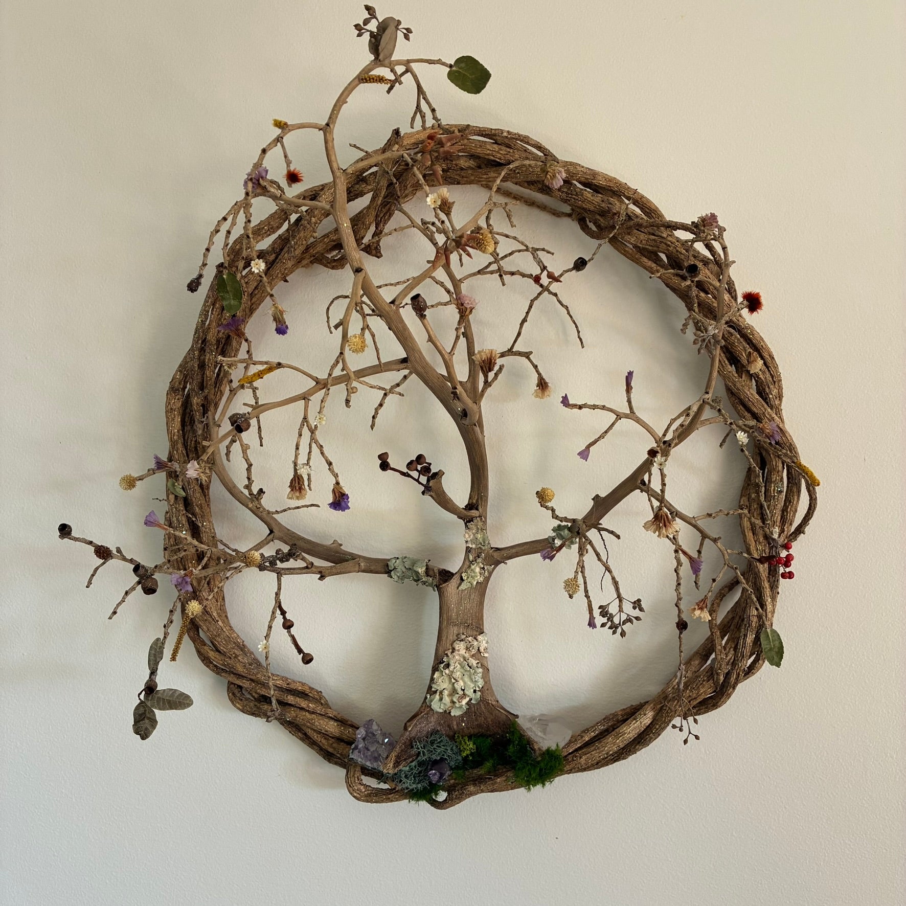 Wreath ~ Tree of Life Wreath with Amethyst & Clear Quartz