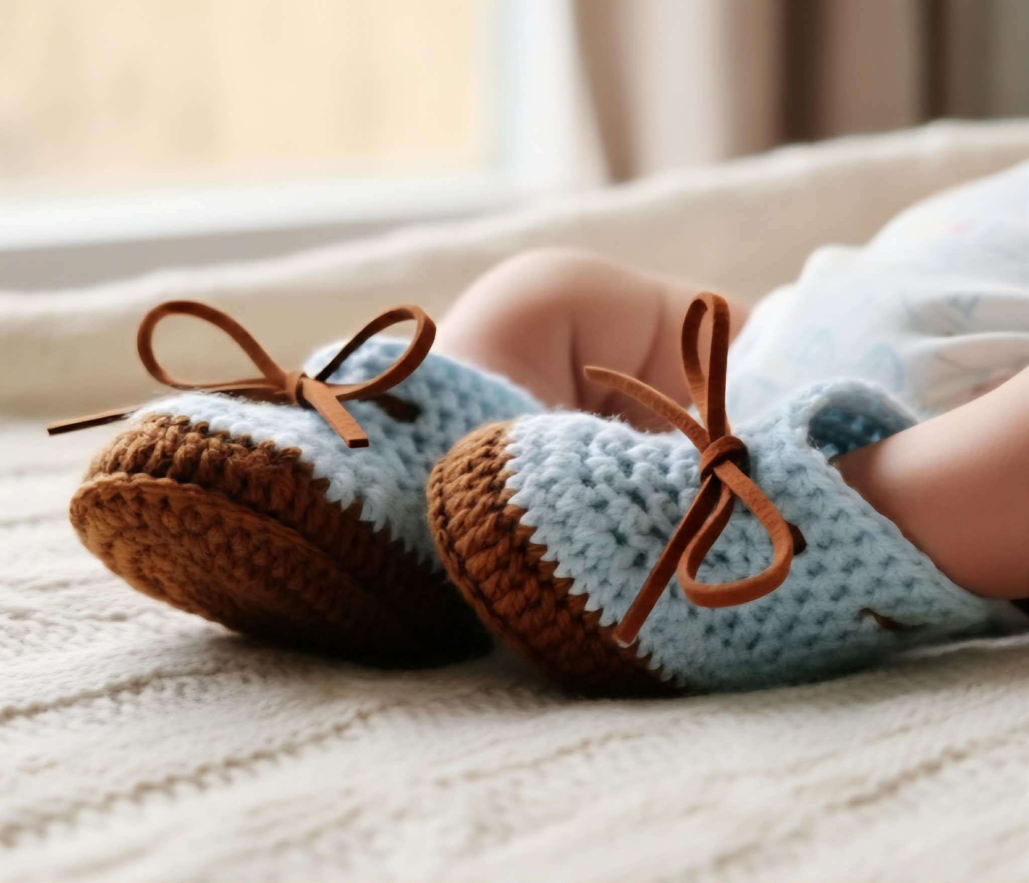 Baby Booties | Duck Egg Blue | Newborn | Crochet | Knit | Shoes | Socks